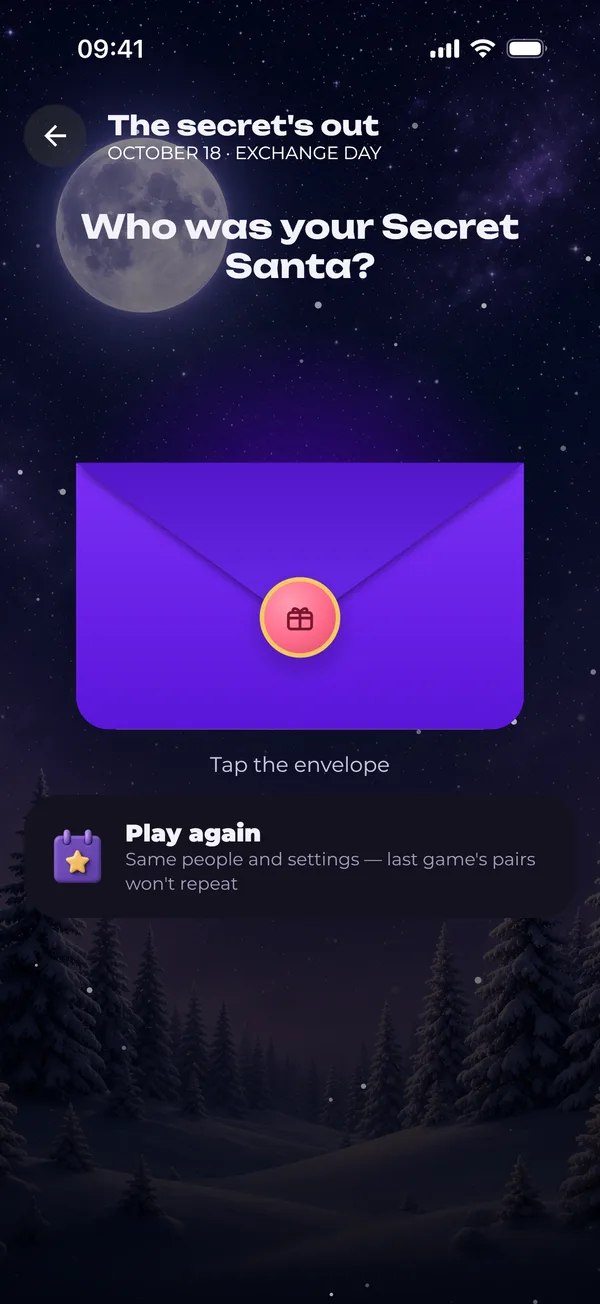 The secret is out: who was your Secret Santa, with a Play again button
