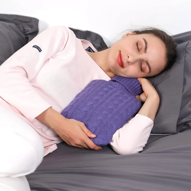 samply Hot Water Bottle with Knitted Cover, 2 L
