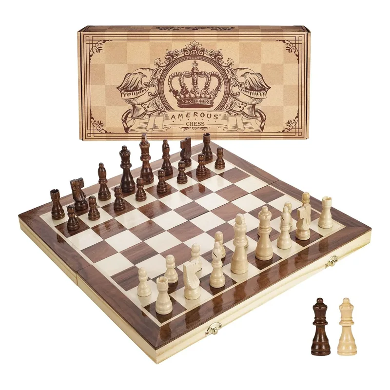 AMEROUS Magnetic Wooden Chess Set