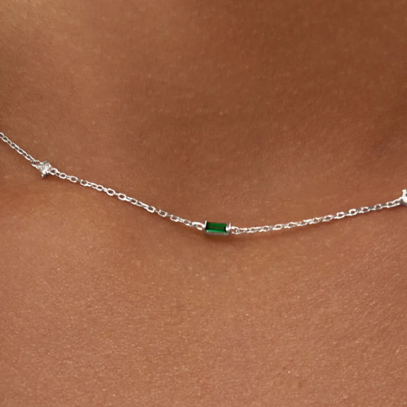 Серебряное колье MIESTILO Emerald Light