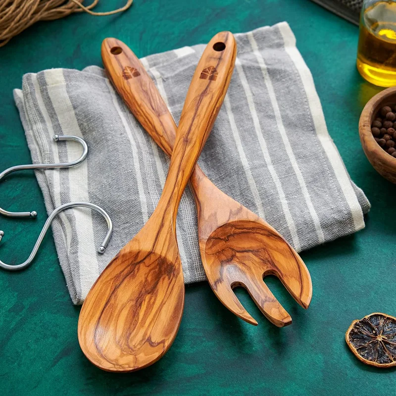 Olive Wood Salad Servers, 12 Inch