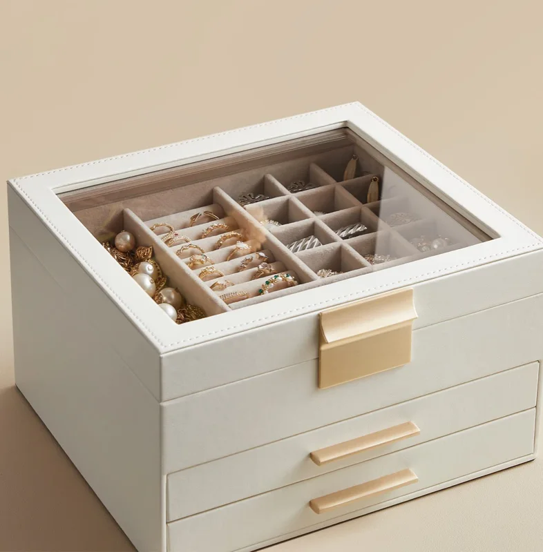 SONGMICS Jewelry Box with Glass Lid