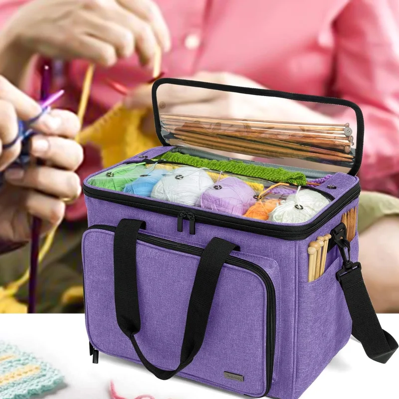 Teamoy Knitting Bag and Yarn Organizer, Purple