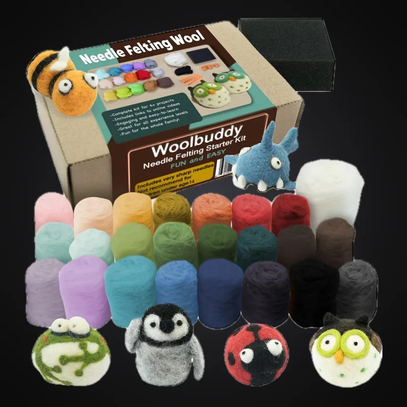 Woolbuddy Needle Felting Starter Kit, 24 Colors